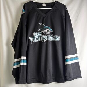 San Jose Sharks Los Tiburones Men Black NHL Jersey Size X Large Shark Design